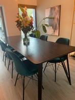 6 stoelen velvet , petrol blauw, Huis en Inrichting, Stoelen, Ophalen, Zo goed als nieuw, Blauw, Stof