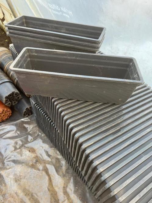 Bloembakken 40 cm donker grijs, Tuin en Terras, Bloembakken en Plantenbakken, Zo goed als nieuw, Kunststof, Binnen, Balkon, Tuin