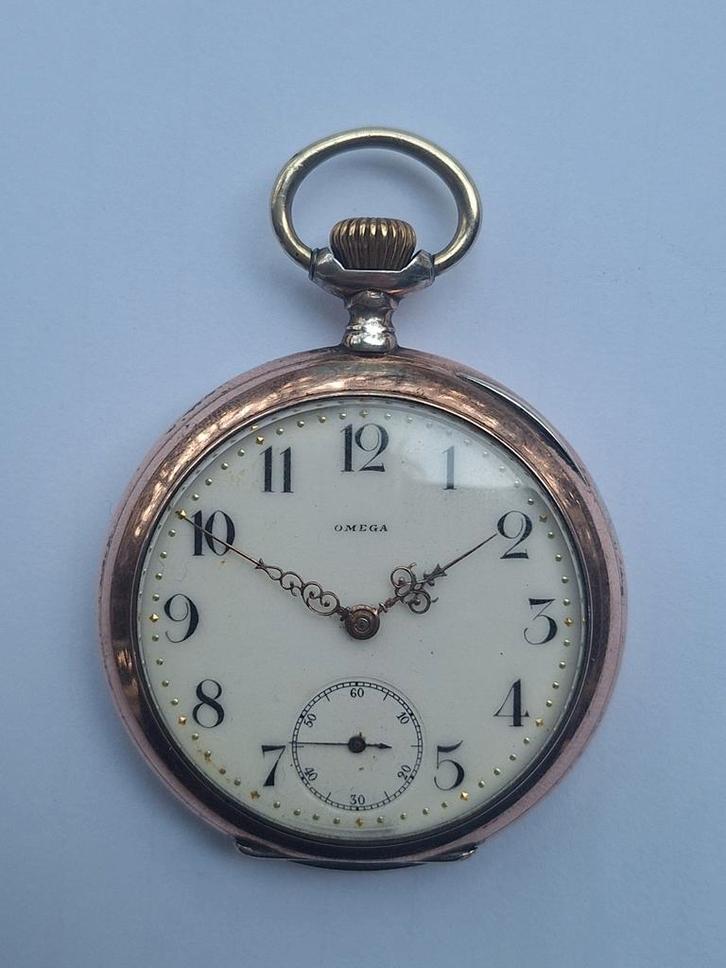 Een erg nette antiek zilveren werkend Omega zakhorloge., Antiek en Kunst, Antiek | Zilver en Goud, Zilver, Ophalen of Verzenden