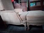 Comfortabele antieke fauteuil met idem verlengstuk, Maison & Meubles, Fauteuils, Comme neuf, Landelijk antiek, Enlèvement, Tissus