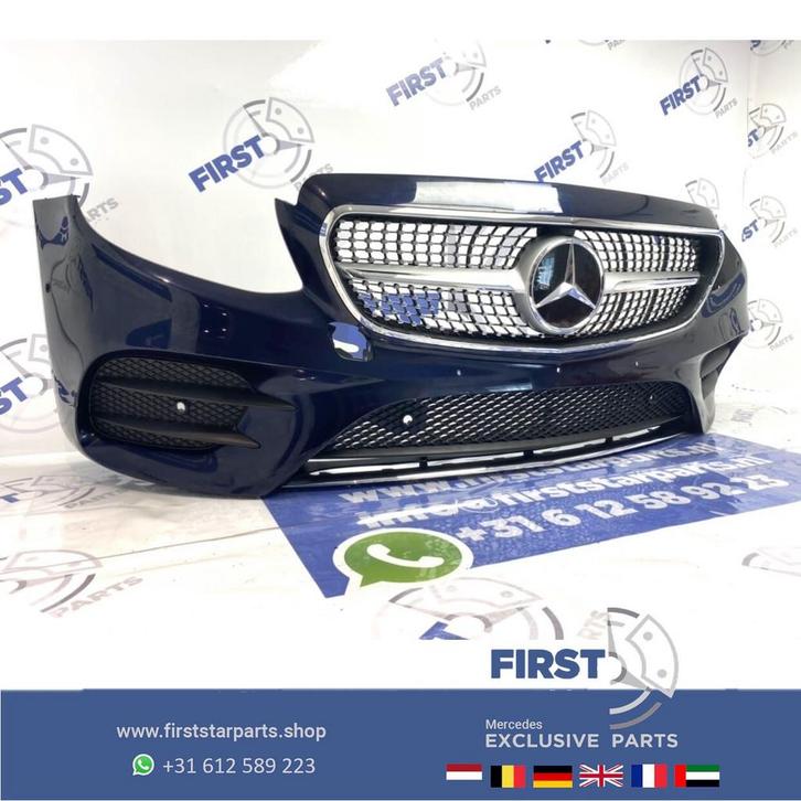 W213 W238 E43 AMG VOORBUMPER BLAUW + DIAMOND GRIL ORIGINEEL, Auto-onderdelen, Carrosserie, Bumper, Mercedes-Benz, Voor, Gebruikt