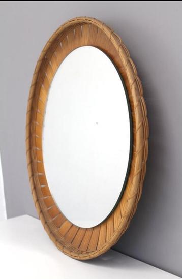 Vintage Rotan Spiegel – Ovale Vorm | Boho Chic beschikbaar voor biedingen