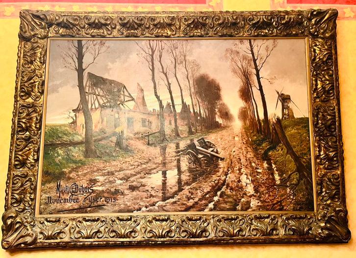 Maurice DUBOIS 1869-1944 Novembre Yser 1915, Antiek en Kunst, Kunst | Schilderijen | Klassiek, Ophalen
