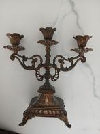 antieke koperen kandelaar 3-arm, Ophalen of Verzenden, Koper of Brons