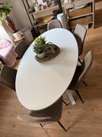 Marmeren tafel met 6 stoelen, Huis en Inrichting, Ophalen, Zo goed als nieuw, 4 tot 6 stoelen