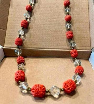 Collier en perles de verre taillées tchèques, moulé très tôt, Bijoux, Sacs & Beauté, Enlèvement ou Envoi, Collier