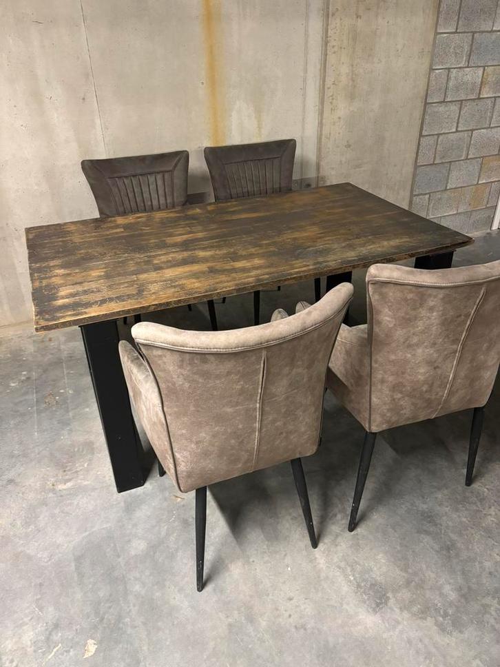 Eetkamertafel met 4 stoelen, Huis en Inrichting, Tafels | Eettafels, Gebruikt, 50 tot 100 cm, 150 tot 200 cm, Vier personen, Rechthoekig