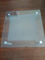 Glazen Salontafeltje, Huis en Inrichting, Tafels | Salontafels, Ophalen, Gebruikt, 50 tot 100 cm, Vierkant