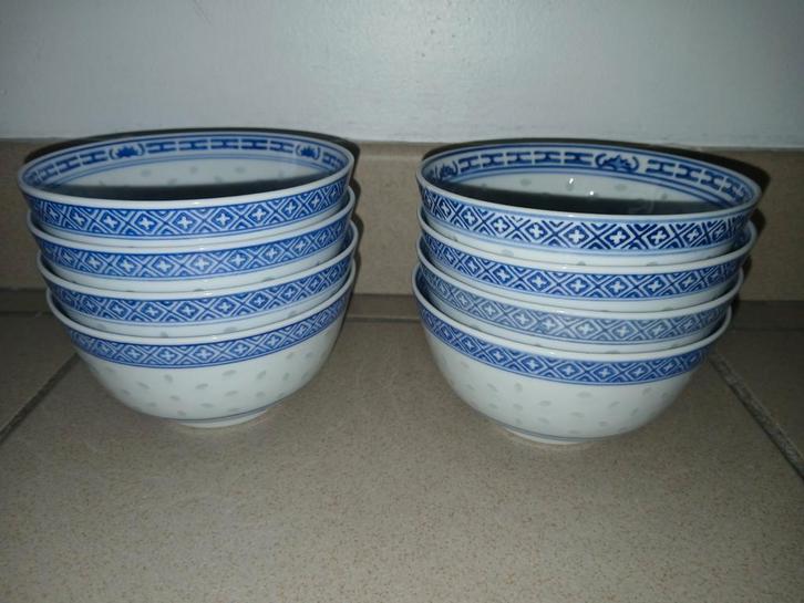 Set van 20 porseleinen kommetjes – blauw wit motief, Huis en Inrichting, Keuken | Potten en Pannen, Nieuw, Overige typen, Ophalen