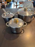 3 kookpotten - goede staat - zowel inductie, elek. & gas, Huis en Inrichting, Keuken | Potten en Pannen, Ophalen, Zo goed als nieuw