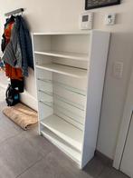 Witte BILLY boekenkast + bovenkast met glazen planken, Ophalen, Met deur(en), 100 tot 150 cm, 50 tot 100 cm