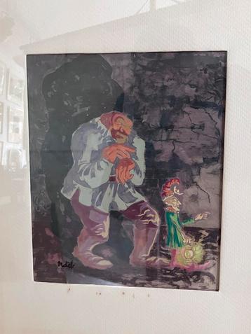 Gouache Marcel Notebaert (1924-1986), Enlèvement ou Envoi