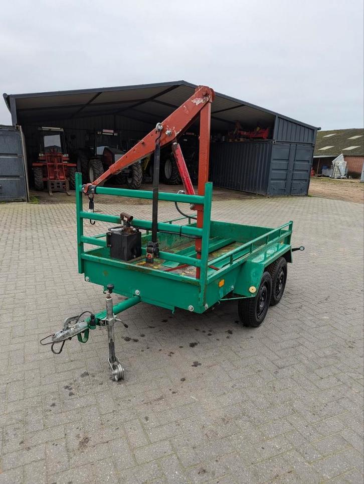 2 asser 750kg aanhanger met kraan en rijplaten, Auto diversen, Aanhangers en Bagagewagens, Gebruikt, Ophalen