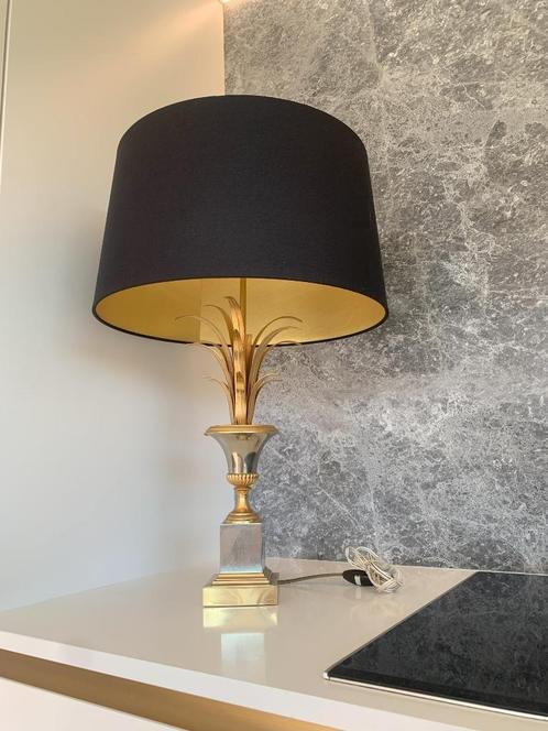 Hollywood regency tafellamp, Huis en Inrichting, Lampen | Tafellampen, Gebruikt, 50 tot 75 cm, Metaal, Stof, Overige materialen