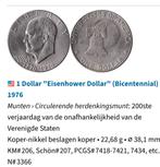 1 US dollar Eisenhower 1976, Postzegels en Munten, Ophalen of Verzenden, Noord-Amerika, Losse munt