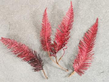 décorations de Noël en forme de feuilles à paillettes rouges, Enlèvement ou Envoi, Comme neuf