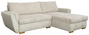 DRIEPERSOONS! Hoekbank Slaapbank Ribbenstof BEIGE 229x86x167 beschikbaar voor biedingen