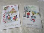 2 Vintage Postkaarten  "Gelukkig Nieuwjaar", Gelopen, Feest(dag), Ophalen of Verzenden
