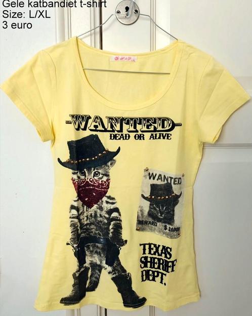 Gele kat t-shirt XS, Kleding | Dames, T-shirts, Nieuw, Maat 34 (XS) of kleiner, Geel, Korte mouw, Ophalen of Verzenden