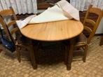 Eiken keukentafel en 4 stoelen., Gebruikt, Vier personen, Antiek, Ophalen