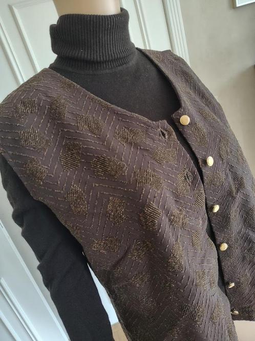 vintage handgemaakte gilet, Kleding | Dames, Bodywarmers, Zo goed als nieuw, Bruin, Ophalen of Verzenden