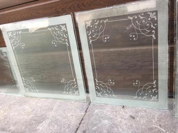 12 x antiek geëtst glas uit oud herenhuis !!!