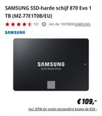 SAMSUNG SSD-harde schijf 870 Evo 1 TB, Computers en Software, Harde schijven, Ophalen of Verzenden, Zo goed als nieuw, Laptop