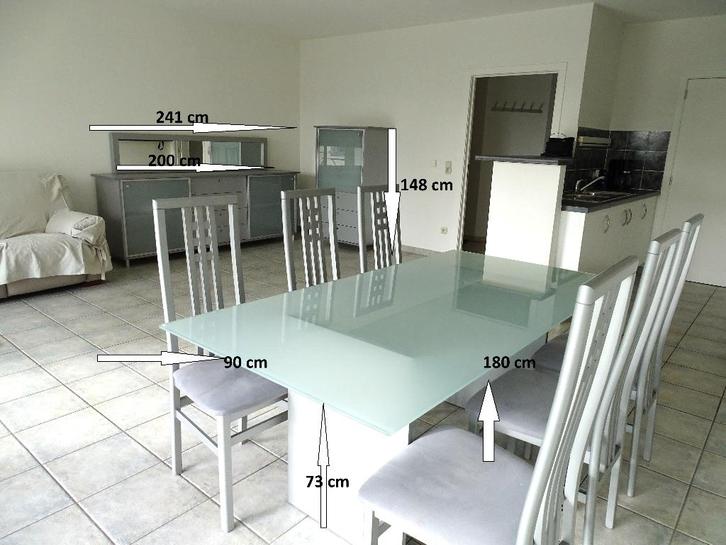 Eetafel met 6 stoelen, dressoir en barkast, Huis en Inrichting, Tafels | Eettafels, Zo goed als nieuw, 50 tot 100 cm, 150 tot 200 cm