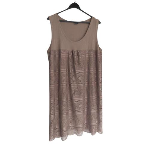 Stretchy jurk met kant 44/46 XXL/XXXL, Kleding | Dames, Jurken, Zo goed als nieuw, Maat 42/44 (L), Bruin, Knielengte, Verzenden