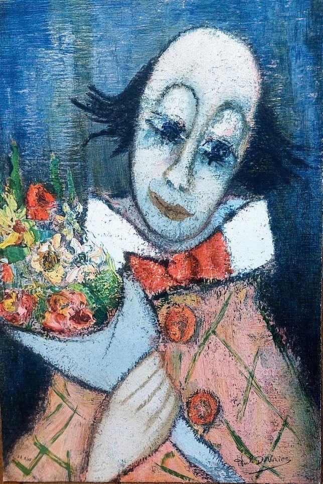 Lithographie « clown » d'Hubert De Vries GET/NREA II/XX, Antiquités & Art, Art | Lithographies & Sérigraphies, Enlèvement ou Envoi