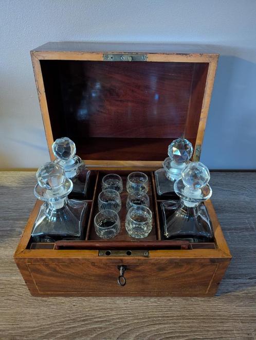 Cave à liqueur anglaise bois laqué - Napoléon III - Ancien, Antiek en Kunst, Antiek | Glaswerk en Kristal, Ophalen