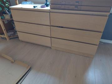 2x ikea malm ladekast 3 lades eikenfineer beschikbaar voor biedingen
