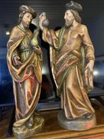 de heilige tweelingbroers Cosmas en Damianus in hout 65 cm, Antiek en Kunst, Ophalen of Verzenden
