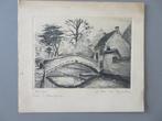 gravure Brugge Bonifaciusbrug dor J. Van den Bossche, Antiek en Kunst, Kunst | Etsen en Gravures, Verzenden