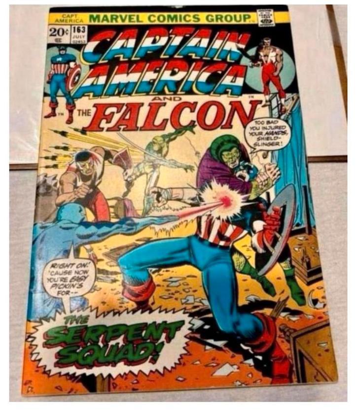 CAPTAIN AMERICA # 163 - 1973 SERPENT SQUAD - 1e Strip Comic, Boeken, Strips | Comics, Zo goed als nieuw, Eén comic, Amerika, Ophalen of Verzenden