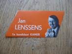 Vintage Sticker CVP Jan Lenssens 1e kandidaat Kamer Politiek, Verzamelen, Ophalen of Verzenden, Nieuw, Overige typen