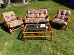 Vintage Rotan Loungeset met Salontafel, Ophalen, Gebruikt, Rotan, Loungeset