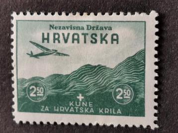 Croatie 1942 - timbre avec surcharge pour l'armée de l'air *, Enlèvement ou Envoi, Yougoslavie, Non oblitéré