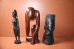 Houten beeld de denker en 2 afrikaanse beelden, Antiek en Kunst, Kunst | Beelden en Houtsnijwerken, Ophalen of Verzenden