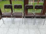 Vier Vintage Stoelen, Ophalen, Gebruikt, Bruin, Metaal