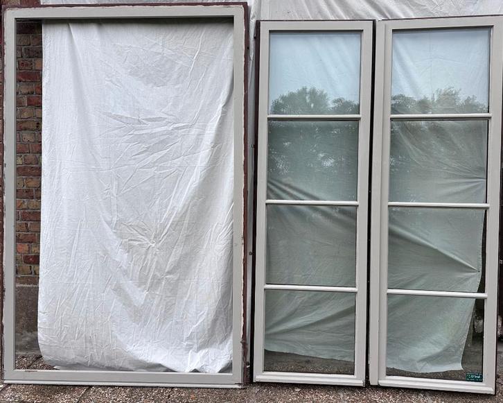Portes de patio en bois (Afrormosia) (2 pièces), Bricolage & Construction, Châssis & Portes coulissantes, Utilisé, Chambranle de porte