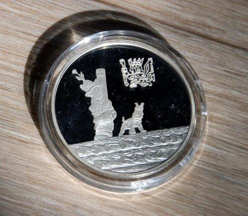Kuifje zilveren munt Hergé Tintin monnaie Paris Zonnetempel, Verzamelen, Stripfiguren, Zo goed als nieuw, Kuifje, Ophalen of Verzenden