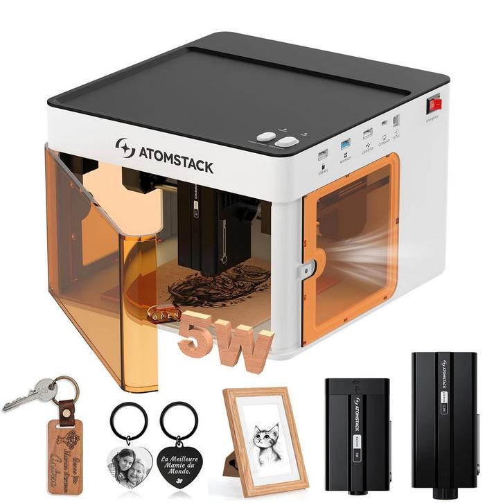 Atomstack P1 dual laser (5Watt en 1.2 UV), Computers en Software, 3D Printers, Zo goed als nieuw, Ophalen