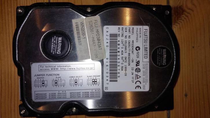 HDD 3.5 FUJITSU 4.3 GB IDE - MPD3043AT, Computers en Software, Harde schijven, Gebruikt, Desktop, Intern, HDD, IDE, Ophalen