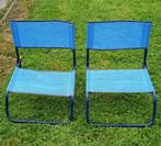 2 blauwe opvouwbare lage stoelen, Tuin en Terras, Ophalen, Gebruikt