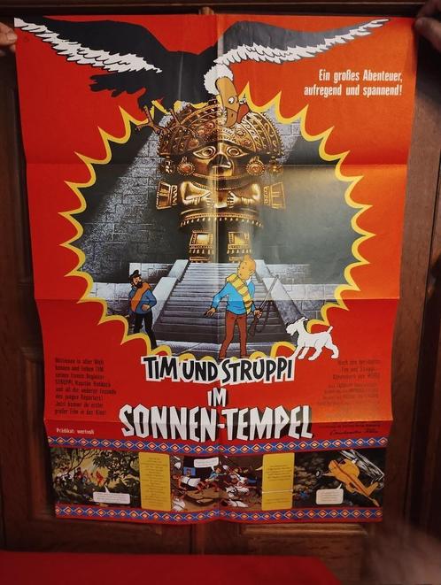kuifje herge ; duitse poster ; de sonnen-tempel ., Verzamelen, Stripfiguren, Zo goed als nieuw, Plaatje, Poster of Sticker, Kuifje