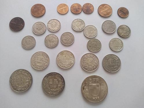 Lot 25 munten Zwitserland veel zilver, Postzegels en Munten, Munten | Europa | Niet-Euromunten, Losse munt, Overige landen, Zilver