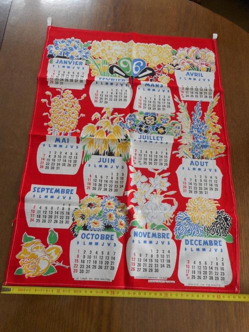 Essuie-vaisselle Calendrier Vintage 60's 70's, Verzamelen, Retro, Overige typen, Ophalen of Verzenden