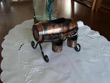 tonneau en cuivre et fer forgé noir, vintage, beschikbaar voor biedingen