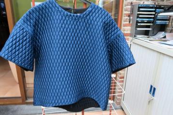 Blouse nieuw korte mouw blauw Collectors Club mt 40